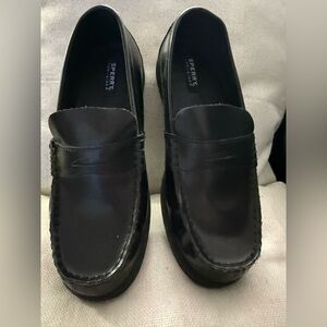 Sperry Black Leather Slip-On Loafers